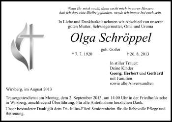 Anzeige von Olga Schröppel von MGO