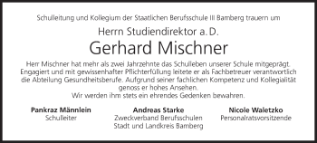 Anzeige von Gerhard Mischner von MGO