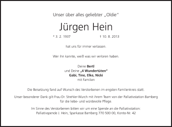 Anzeige von Jürgen Hein von MGO