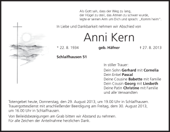 Anzeige von Anni Kern von MGO