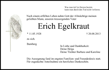 Anzeige von Erich Egelkraut von MGO