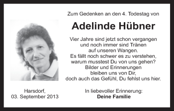 Anzeige von Adelinde Hübner von MGO