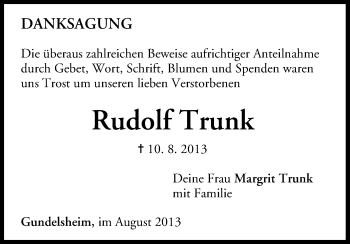 Anzeige von Rudolf Trunk von MGO