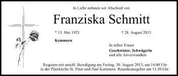 Anzeige von Franziska Schmitt von MGO