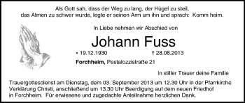 Anzeige von Johann Fuss von MGO
