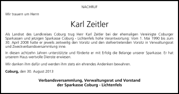 Anzeige von Karl Zeitler von MGO