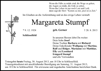 Anzeige von Margareta Stumpf von MGO