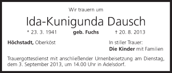 Anzeige von Ida-Kunigunda Dausch von MGO