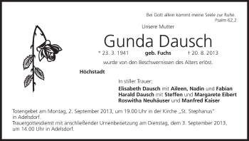 Anzeige von Ida-Kunigunda Dausch von MGO