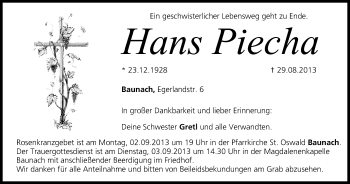 Anzeige von Hans Piecha von MGO