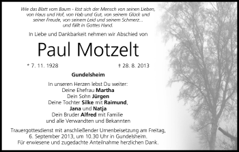Anzeige von Paul Motzelt von MGO