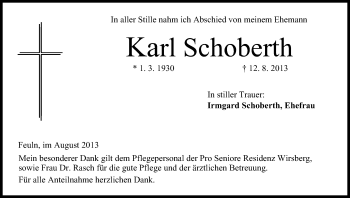 Anzeige von Karl Schoberth von MGO
