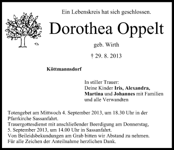 Anzeige von Dorothea Oppelt von MGO