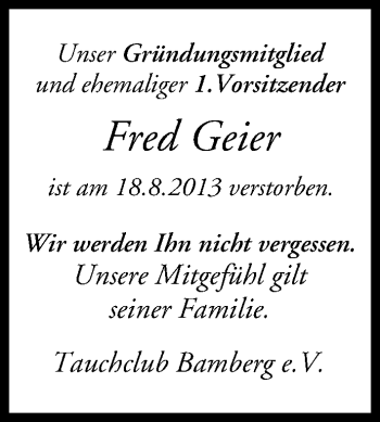 Anzeige von Friedrich Geier von MGO