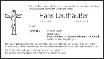 Anzeige von Hans Leuthäußer von MGO