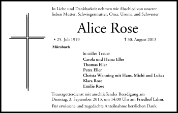 Anzeige von Alice Rose von MGO