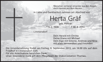 Anzeige von Herta Gräf von MGO