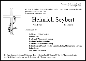 Anzeige von Heinrich Seybert von MGO