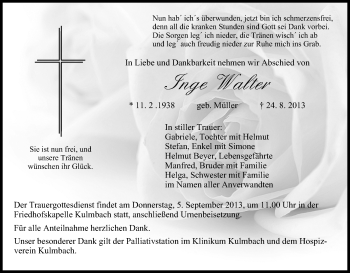 Anzeige von Inge Walter von MGO