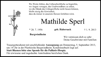 Anzeige von Mathilde Sperl von MGO