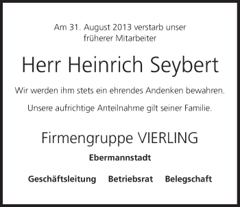 Anzeige von Heinrich Seybert von MGO