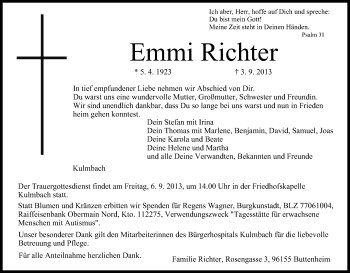 Anzeige von Emmi Richter von MGO