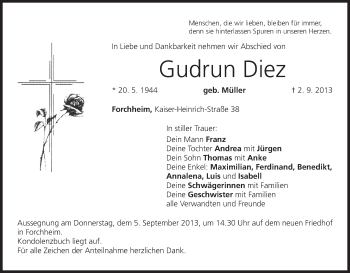 Anzeige von Gudrun Diez von MGO