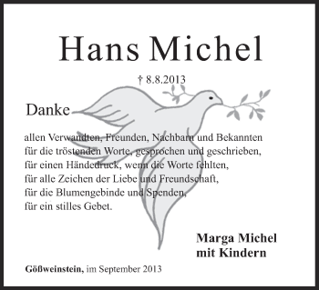 Anzeige von Hans Michel von MGO