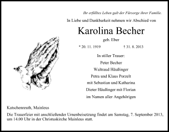 Anzeige von Karolina Becher von MGO