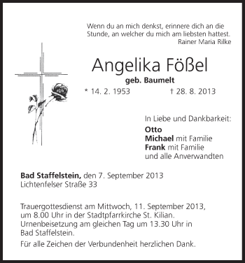 Anzeige von Angelika Fößel von MGO