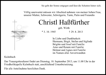 Anzeige von Christl Haßfürther von MGO