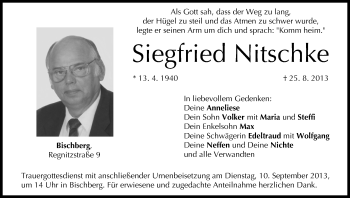 Anzeige von Siegfried Nitschke von MGO