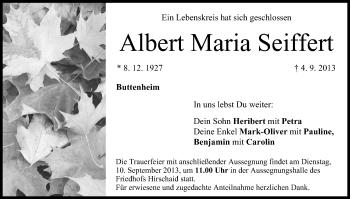 Anzeige von Albert Maria Seiffert von MGO