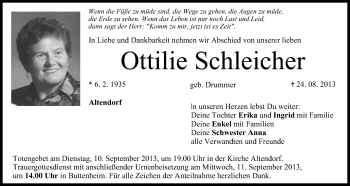 Anzeige von Ottilie Schleicher von MGO
