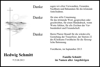 Anzeige von Hedwig Schmitt von MGO