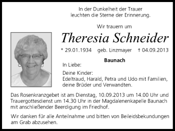Anzeige von Theresia Schneider von MGO