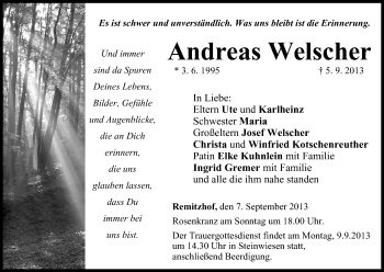 Anzeige von Andreas Welscher von MGO