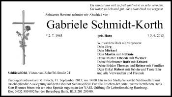 Anzeige von Gabriele Schmidt-Korth von MGO