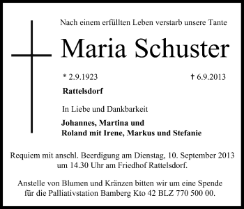 Anzeige von Maria Schuster von MGO