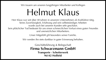 Anzeige von Helmut Klaus von MGO