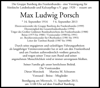 Anzeige von Max Ludwig Porsch von MGO