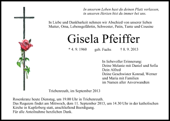 Anzeige von Gisela Pfeiffer von MGO