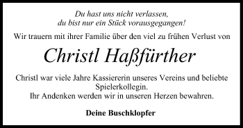 Anzeige von Christl Haßfürther von MGO