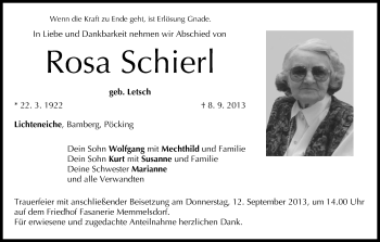 Anzeige von Rosa Schierl von MGO