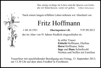 Anzeige von Fritz Hoffmann von MGO
