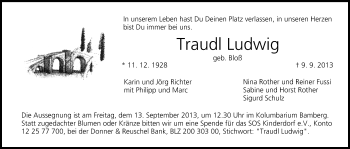 Anzeige von Traudl Ludwig von MGO