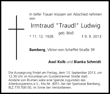 Anzeige von Traudl Ludwig von MGO