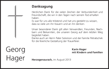 Anzeige von Georg Hager von MGO