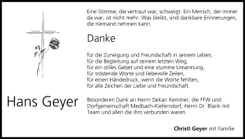 Anzeige von Hans Geyer von MGO