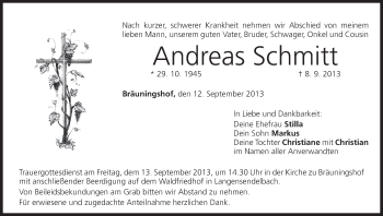 Anzeige von Andreas Schmitt von MGO